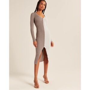 Abercrombie & Fitch Cream and Brown Midi Dress